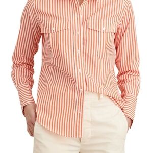 Alex Mill Georgie Orange and White Striped Cotton Button-Down Shirt